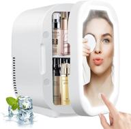 🌺 compact mirrored led mini fridge 8l/8 can beauty refrigerator - skincare/storage for insulin, creams, breast milk, foods - ac/dc portable cooler and warmer for home and travel логотип