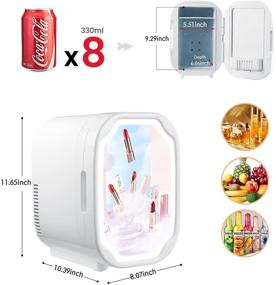 img 1 attached to 🌺 Compact Mirrored LED Mini Fridge 8L/8 Can Beauty Refrigerator - Skincare/storage for Insulin, Creams, Breast Milk, Foods - AC/DC Portable Cooler and Warmer for Home and Travel