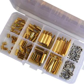 img 1 attached to 🔩 M3 Hex Brass Standoff Studs PCB Motherboard Spacer Bolt & Nut Assortment Kit - 120Pcs