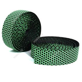 img 3 attached to Vinqliq Superior Grip Breathable Hexagon Anti-Slip Silicone Bike Handlebar Tape Wraps Adhesive Back With Bar Plugs (Green)