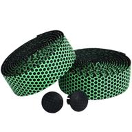 vinqliq superior grip breathable hexagon anti-slip silicone bike handlebar tape wraps adhesive back with bar plugs (green) logo