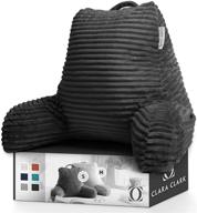 📚 dark gray cut plush striped reading pillow for kids & teens, medium back pillow with arms and back support - shredded memory foam bed rest pillow logo