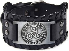 img 4 attached to 🐢 TURTLEDOVE Viking Bracelet Celtic Triskelion - Triple Spiral Triskele Swirl Nordic Amulet - Medieval Futhark Jewelry: Unveiling Ancient Norse Symbolism