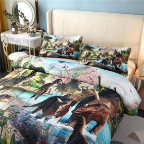img 2 attached to 🦖 YOMIMAX Cute Dinosaur Print Full/Queen Comforter Set - Soft, Warm & Fade Resistant Microfiber Fabric - Breathable Dinosaur Print - 3PCS