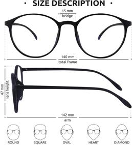 img 1 attached to 👓 Prevent Eye Strain & Fatigue with Blue Light Blocking Glasses - UV Filter Lenses, Non-Prescription - Ideal for Work, Gaming, Reading - for Men & Women - Matte Black, One Size