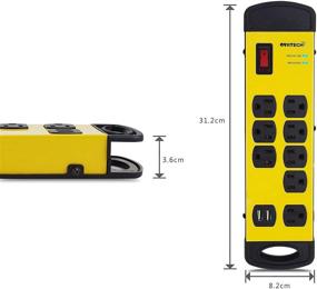 img 2 attached to 🔌 Oviitech 8 Outlet Mountable Surge Protector Power Strip - Metal with 2 USB Charging Ports (2.4A), 1800 Joules, 6ft Extension Cord, Yellow & Black - ETL Listed