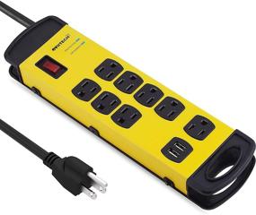 img 4 attached to 🔌 Oviitech 8 Outlet Mountable Surge Protector Power Strip - Metal with 2 USB Charging Ports (2.4A), 1800 Joules, 6ft Extension Cord, Yellow & Black - ETL Listed