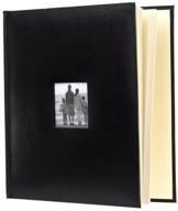 kvd kleer-vu deluxe leatherette collection photo album - holds 500 photos with front cover window frame (black) logo