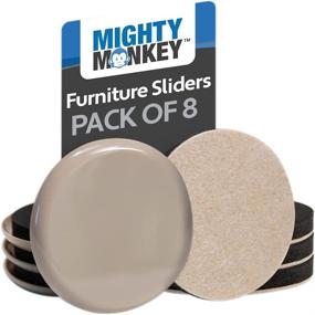 img 4 attached to 🪑 MIGHTY MONKEY Furniture Sliders, 8 Pack, Moving Kit for Carpet and Hard Floors, Chair Leg Floor Protectors, Felt Coaster Pads, Easy Sofa & Couch Mover, Heavy Furniture Gliders