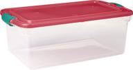 🎄 maximize space with homz 64 quart latching bin holiday storage container - clear/red/green, 16.25" x 7" x 6.25 logo