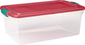 img 4 attached to 🎄 Maximize Space with HOMZ 64 Quart Latching Bin Holiday Storage Container - Clear/Red/Green, 16.25" x 7" x 6.25