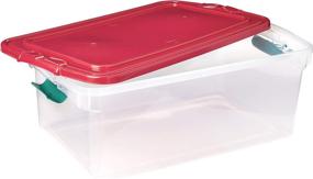 img 3 attached to 🎄 Maximize Space with HOMZ 64 Quart Latching Bin Holiday Storage Container - Clear/Red/Green, 16.25" x 7" x 6.25