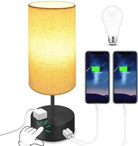 img 4 attached to Modern Touch Control Table Lamp with USB Port, Outlet, and 💡 Dimmable LED Bulbs – Perfect for Bedroom, Living Room, Study, and More!