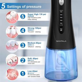 img 1 attached to 🚿 SANTALA Cordless Water Flosser: Rechargeable Oral Irrigator with 5 Modes and 5 Replaceable Jet Tips - Professional Water Pressure for Home and Travel