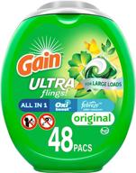 🌪️ powerful gain ultra flings: liquid laundry detergent pacs for large loads - original scent (48 count) logo