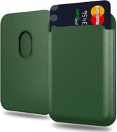 💳 elctman magnetic credit card holder leather wallet - green01 | compatible with iphone 12 series | rfid protection | store 1-2 cards logo