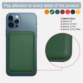 img 1 attached to 💳 Elctman Magnetic Credit Card Holder Leather Wallet - Green01 | Compatible with iPhone 12 Series | RFID Protection | Store 1-2 Cards