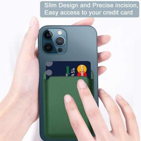 img 3 attached to 💳 Elctman Magnetic Credit Card Holder Leather Wallet - Green01 | Compatible with iPhone 12 Series | RFID Protection | Store 1-2 Cards