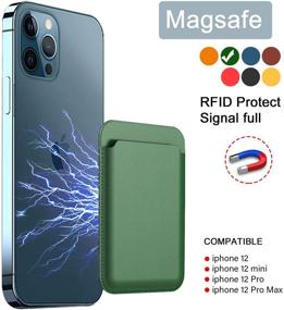 img 2 attached to 💳 Elctman Magnetic Credit Card Holder Leather Wallet - Green01 | Compatible with iPhone 12 Series | RFID Protection | Store 1-2 Cards