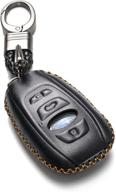 🔑 protective leather keyless remote cover for subaru forester, impreza, and more (black) logo