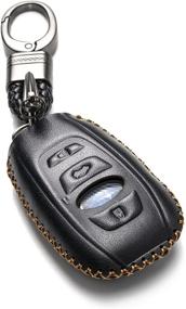 img 4 attached to 🔑 Protective Leather Keyless Remote Cover for Subaru Forester, Impreza, and More (Black)