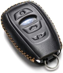 img 2 attached to 🔑 Protective Leather Keyless Remote Cover for Subaru Forester, Impreza, and More (Black)