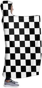 img 2 attached to Checkered Hoodie Blanket Wearable Blankets Bedding