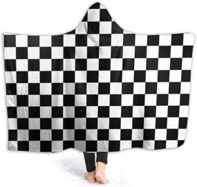 img 4 attached to Checkered Hoodie Blanket Wearable Blankets Bedding