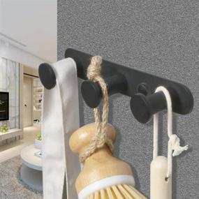 img 1 attached to 🧺 Alise Bathroom Towel Hook Robe Coat Rack with 3 Hooks, Wall Mount or Glue Mount, SUS304 Stainless Steel, Matte Black Finish