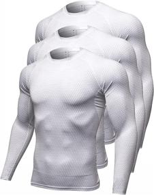 img 4 attached to 3-Pack Long Sleeve Men's Compression Shirts, Quick Dry Base-Layer Workout T-Shirts for Sports, Running Tops