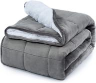 reepow plush sherpa weighted blanket 15 lbs: cozy queen size bed blanket with ceramic beads (grey, 60” x 80”) logo