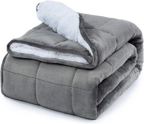 img 4 attached to Reepow Plush Sherpa Weighted Blanket 15 lbs: Cozy Queen Size Bed Blanket with Ceramic Beads (Grey, 60” x 80”)