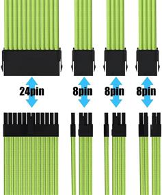 img 2 attached to Funtin Custom Mod Sleeved Cable: Green PC Power Supply Extension Kit – 18AWG 🔋 24PIN ATX / 8(4+4) PIN EPS / 8(6+2) PIN PCI-E PSU Cable with Combs (30CM)