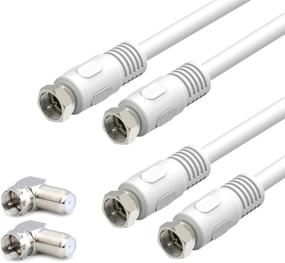 img 4 attached to 📺 2-Pack 1ft Short Coaxial Cable, RG6 Cable 0.3m with Right Angle Connectors, White 75 Ohm Shielded Digital Coax Cables with F-Male Connectors - Ideal for TV Antenna, DVR, Satellite