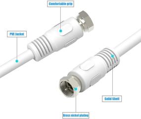img 2 attached to 📺 2-Pack 1ft Short Coaxial Cable, RG6 Cable 0.3m with Right Angle Connectors, White 75 Ohm Shielded Digital Coax Cables with F-Male Connectors - Ideal for TV Antenna, DVR, Satellite