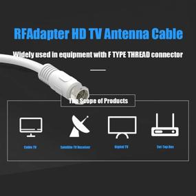 img 1 attached to 📺 2-Pack 1ft Short Coaxial Cable, RG6 Cable 0.3m with Right Angle Connectors, White 75 Ohm Shielded Digital Coax Cables with F-Male Connectors - Ideal for TV Antenna, DVR, Satellite
