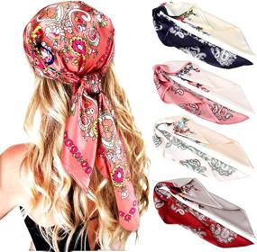 img 4 attached to Scarves Vintage Square Feeling Bandana Women's Accessories for Scarves & Wraps