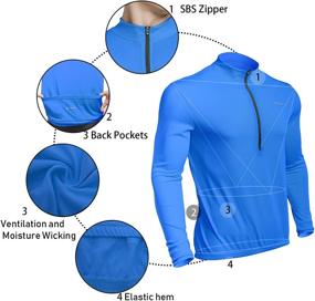 img 1 attached to 🚴 Spotti Men's Long Sleeve Cycling Jersey with 3 Rear Pockets - Moisture Wicking, Breathable, Quick Dry Biking Shirt