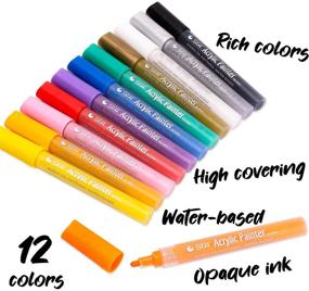 img 3 attached to Dyvicl Acrylic Paint Pens: Versatile Set of 12 Colors for Rock Painting, Crafts, and DIY Projects