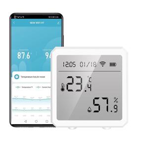 img 4 attached to 🌡️ Smart WiFi Temperature and Humidity Sensor: Indoor Hygrometer Thermometer with LCD Display, Alexa and Google Assistant Compatible