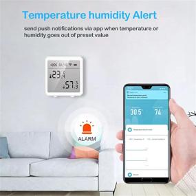 img 1 attached to 🌡️ Smart WiFi Temperature and Humidity Sensor: Indoor Hygrometer Thermometer with LCD Display, Alexa and Google Assistant Compatible
