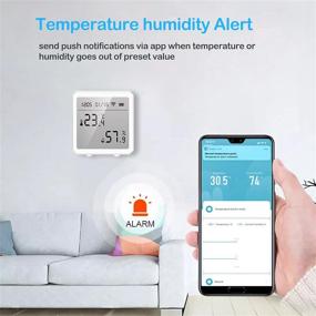 img 1 attached to 🌡️ Умный WiFi термометр и гигрометр: датчик температуры и влажности для использования в помещении с ЖК-дисплеем, совместимый с Alexa и Google Assistant.