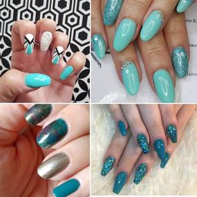 img 2 attached to 💅 Vishine Gel Polish Set: Vibrant Teal & Blue Glitter Colors - 6pcs Soak Off UV LED Gel Nail Manicure Kit 8ML