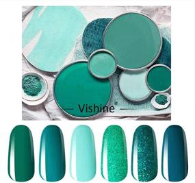 img 4 attached to 💅 Vishine Gel Polish Set: Vibrant Teal & Blue Glitter Colors - 6pcs Soak Off UV LED Gel Nail Manicure Kit 8ML