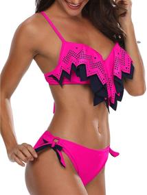 img 3 attached to Flaunt Your Style with Holipick's Geometric 👙 Flounce Bathing Women's Clothing in Swimsuits & Cover Ups