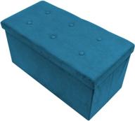 versatile and stylish sorbus storage ottoman bench - teal faux suede - collapsible 🪑 and functional - ideal for toy and shoe storage, hope chest, seat, and foot rest logo