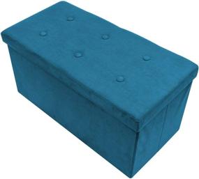 img 4 attached to Versatile and Stylish Sorbus Storage Ottoman Bench - Teal Faux Suede - Collapsible 🪑 and Functional - Ideal for Toy and Shoe Storage, Hope Chest, Seat, and Foot Rest