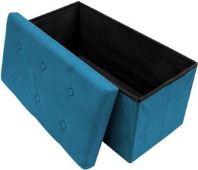 img 1 attached to Versatile and Stylish Sorbus Storage Ottoman Bench - Teal Faux Suede - Collapsible 🪑 and Functional - Ideal for Toy and Shoe Storage, Hope Chest, Seat, and Foot Rest