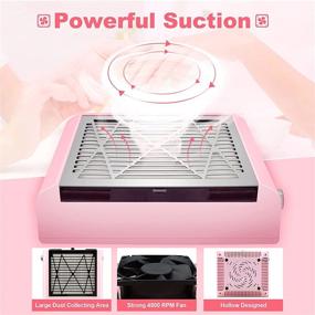 img 3 attached to BRANTMAKER Pink Nail Dust Collector with Brush and 💅 2 Reusable Filters, 60W Vacuum Dust Fan for Acrylic Nails