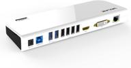 wavlink usb 3.0 dual video display docking station - hdmi & dvi/vga, gigabit ethernet, audio, 6 usb ports, windows & chromebooks - white logo